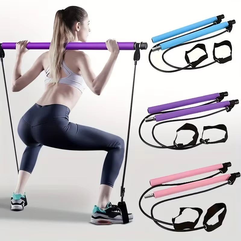 Portable Pilates Bar Kit with Resistance Bands for Yoga and Exercise - Ideal for Stretching, Sculpting, and Twisting Workouts