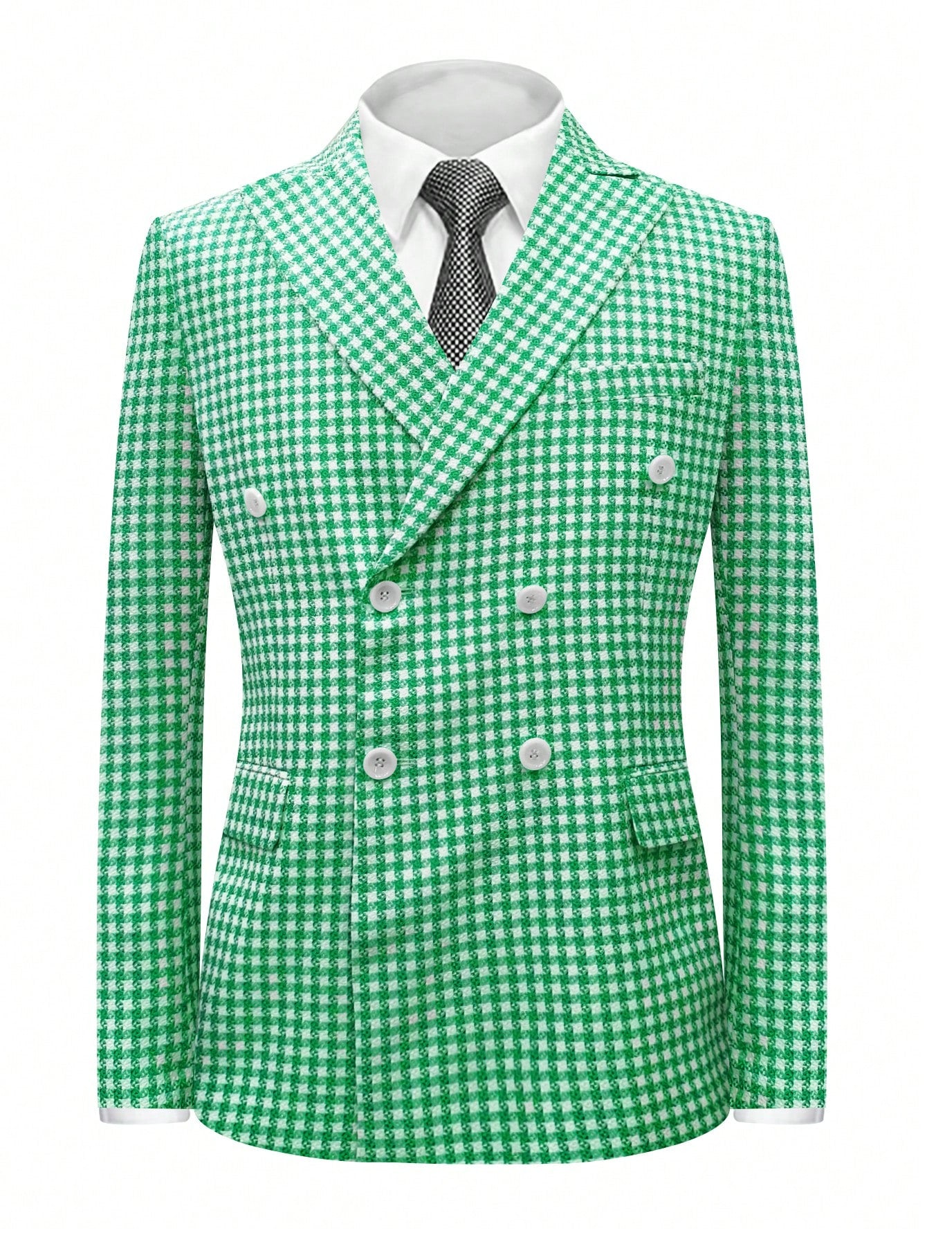 I Finelong Fashionable Casual Houndstooth Patterned Suit Jacket for Men, Suitable for Commuting and Going Out