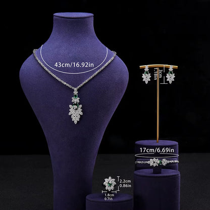 Luxury 4-Piece Sparkling Crystal Wedding Bride Sparkling Jewelry Accessories Suitable for Bridal Parties, Dates, Queen Gifts