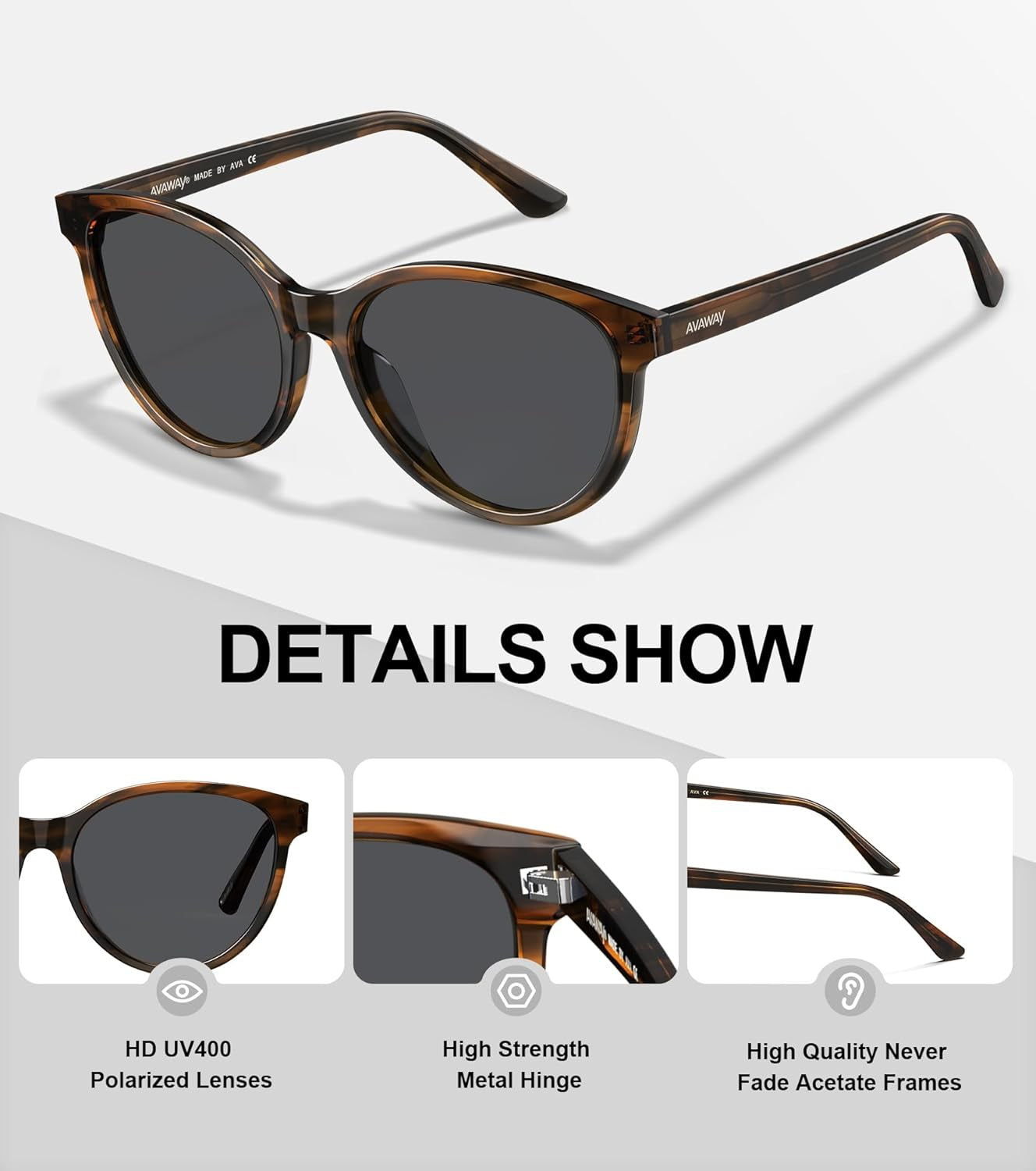 Women's Polarized Fashion Sunglasses with UV Protection for Photography, Travel, and Driving - Category 3