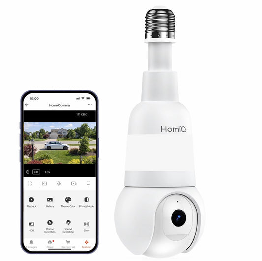 HomiQ AI 3K 5MP Bulb Camera with Full Colour Night Vision