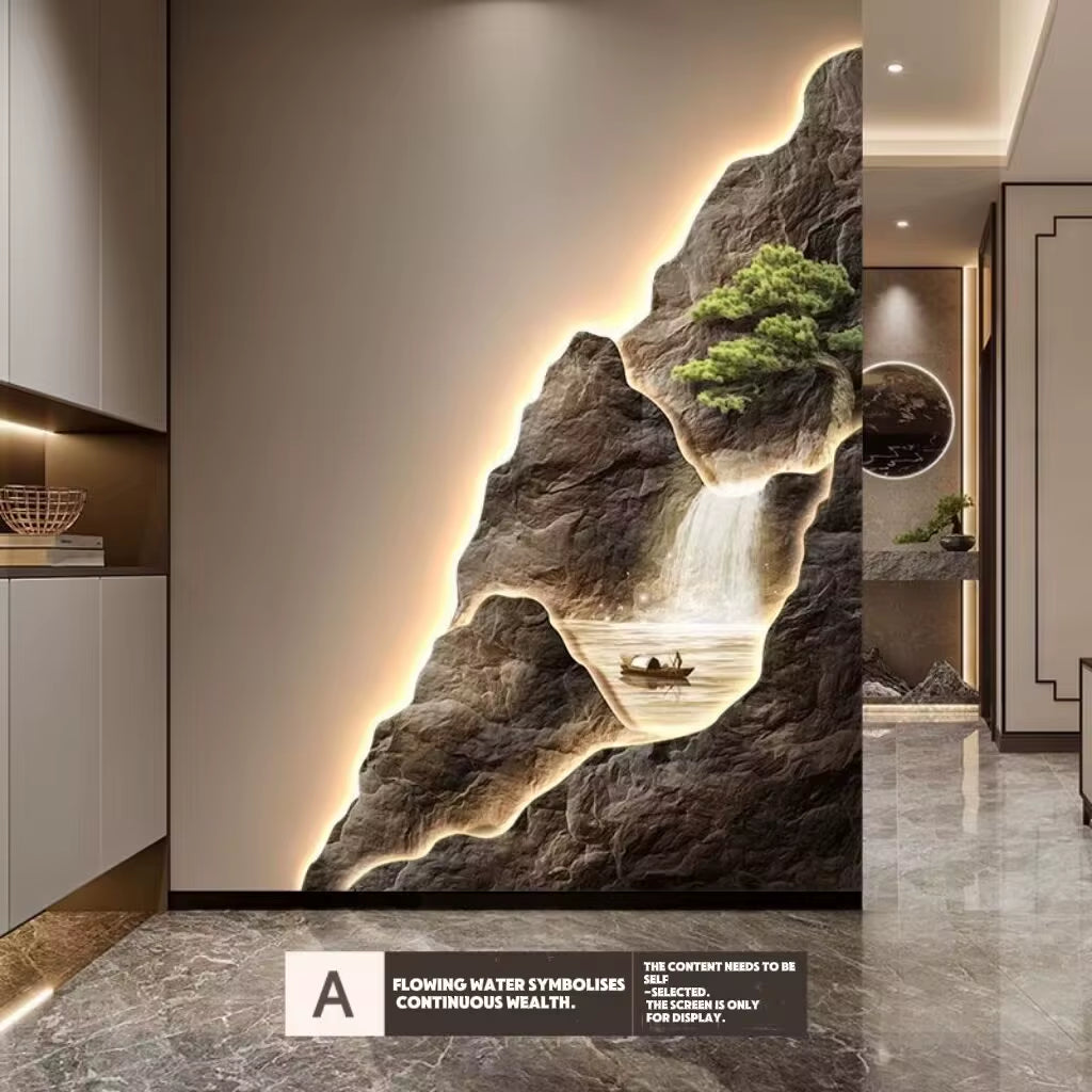 2024 New Flow Generating Wealth, Entrance Decoration Painting, High End Corridor Mural, Landscape Hanging Painting