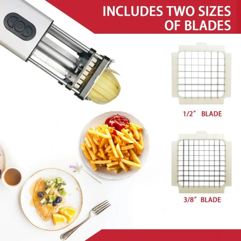 Kitchen Gadget Electric French Fry Cutter with Blades Stainless Steel Vegetable Potato Carrot for Commercial Household