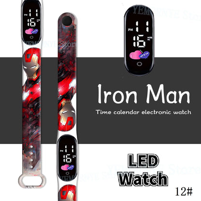 Disney Spider Man Children'S Cartoon Anime Character Luminous Bracelet Watch LED Touch Waterproof Clock Sports Gifts Christmas H