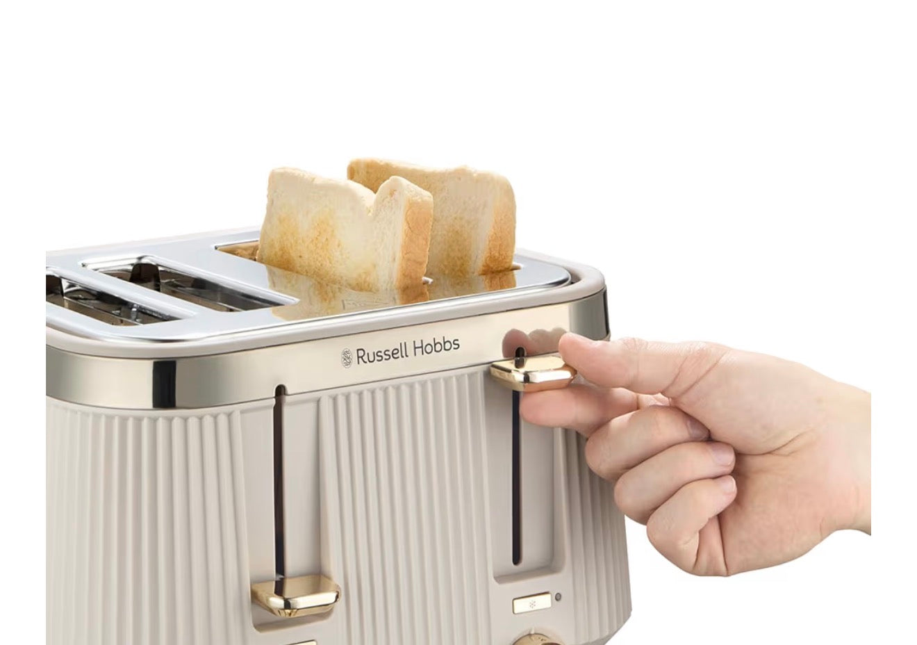 Russell Hobbs 4 Slice Toaster [1960W, Frozen/Cancel/Reheat function with Indicator light] Brontë Stone (Extra wide slots, 6 Browning levels, Lift & Look function, Lift high feature) 26771