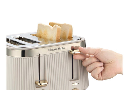 Russell Hobbs 4 Slice Toaster [1960W, Frozen/Cancel/Reheat function with Indicator light] Brontë Stone (Extra wide slots, 6 Browning levels, Lift & Look function, Lift high feature) 26771
