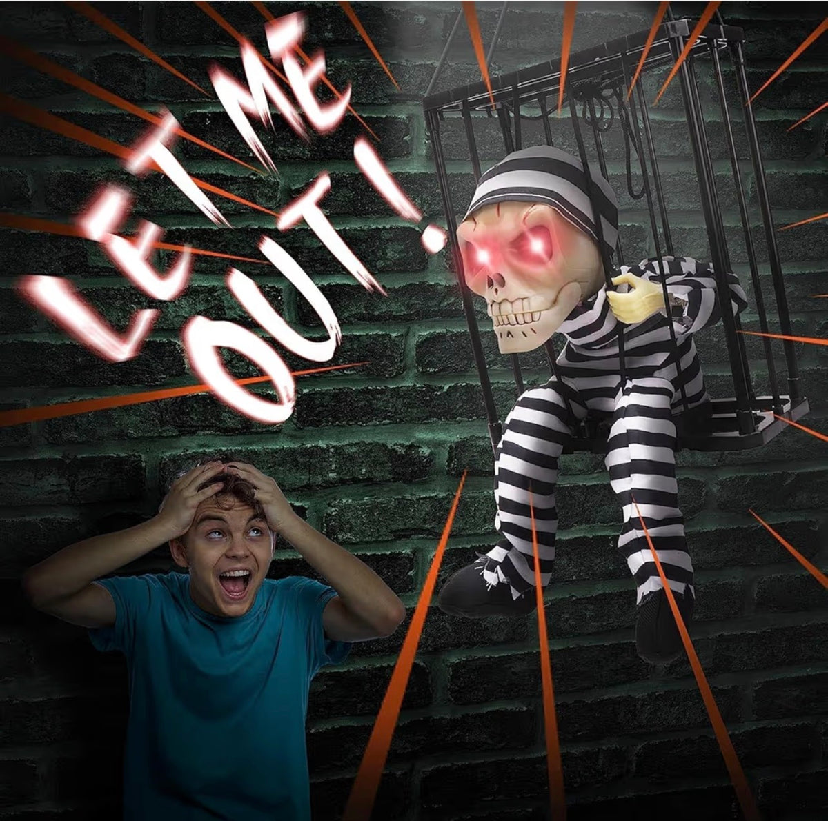 Screaming Animated Halloween Skeleton Ghost with Infrared Sensor | Minja Superstore