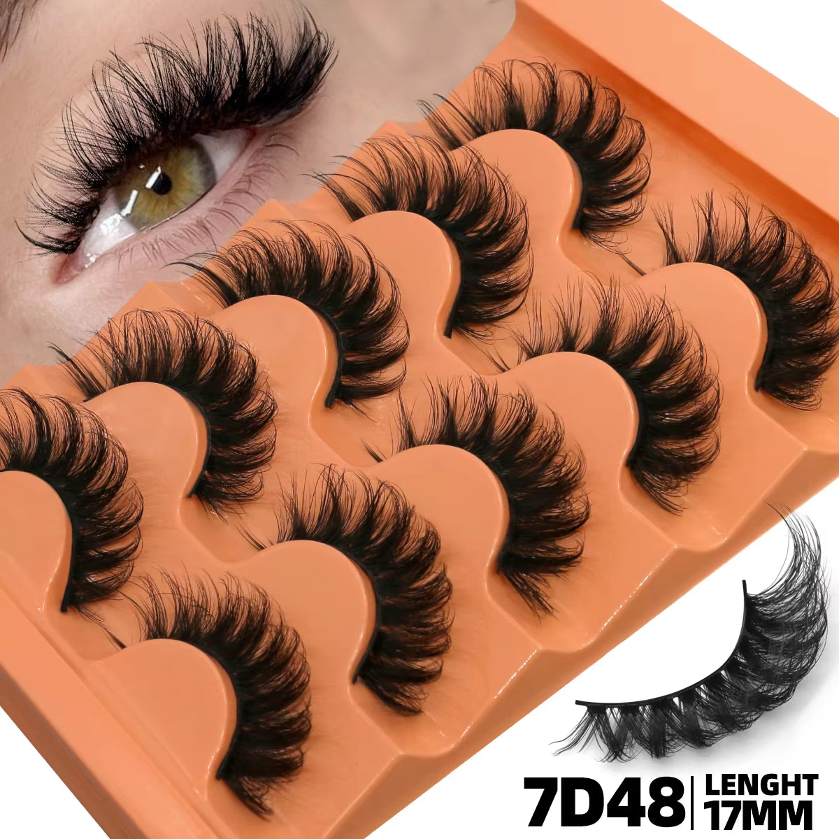 5 Pairs 8D Volume Fluffy False Eyelashes - Russian Strip Lash Extensions, Thick Soft Curly Makeup Lashes