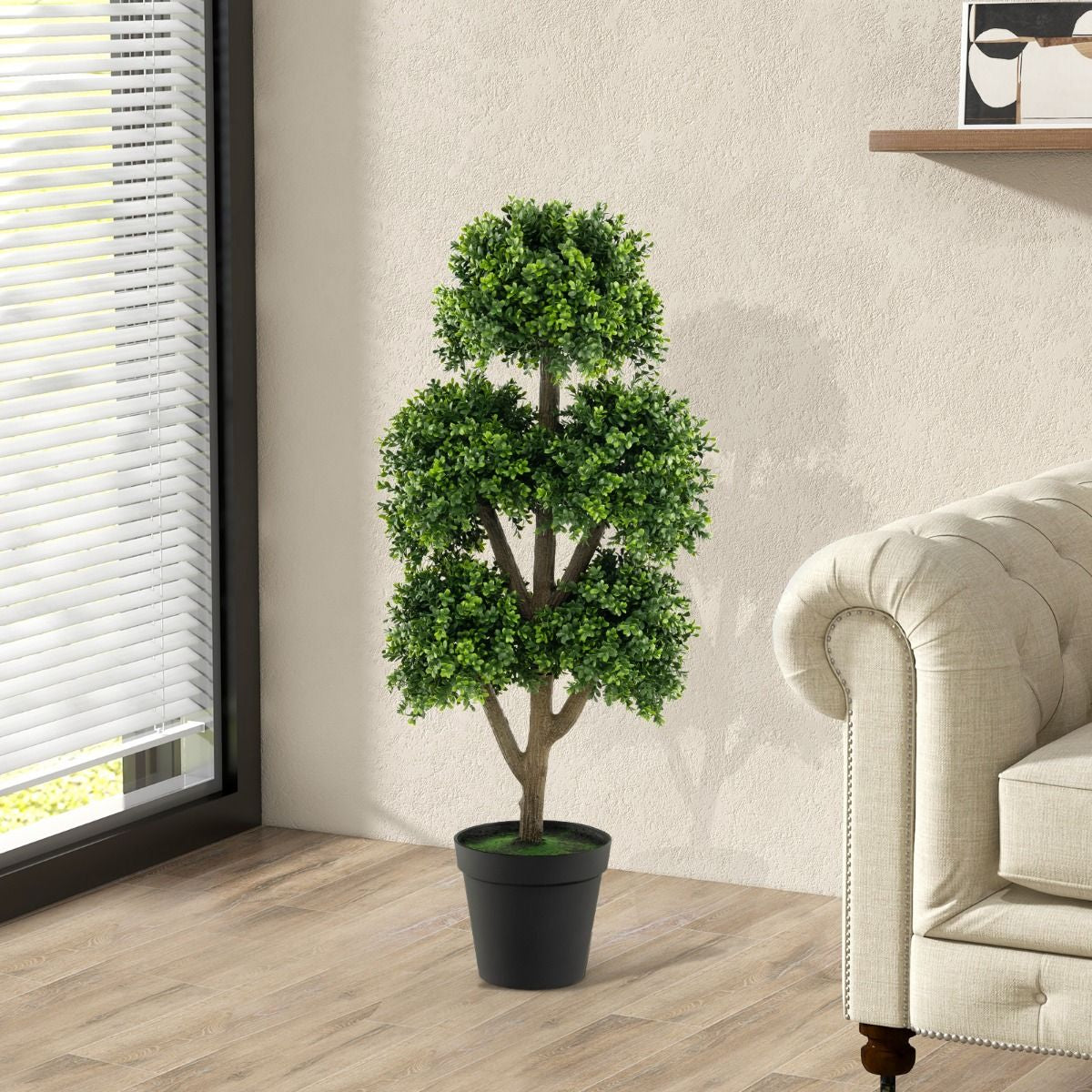 115 cm Artificial Boxwood Topiary Ball Tree for Sophisticated Home and Office Decor