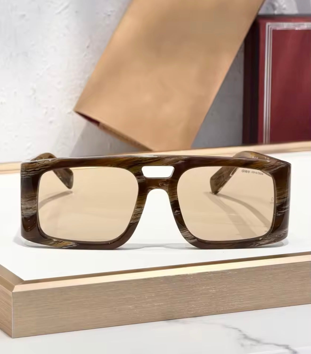 JMM-WINDSOR Rectangular Sunglasses Thick Acetate Double Bridge High Quality UV400 Gift Men Women