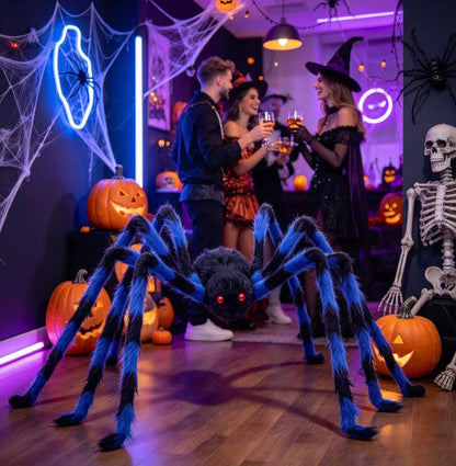 GAOHUI 60-Inch Giant Halloween Spider – Blue & Black, 150cm