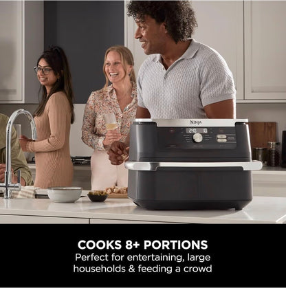 Foodi FlexDrawer Air Fryer, Dual Zone with Removable Divider, Large 10.4L Drawer, 7-in-1, Air-Fryer Uses No Oil, Air Fry, Roast, Bake, Max Crisp, Non-Stick Dishwasher Safe Parts, Black AF500UK