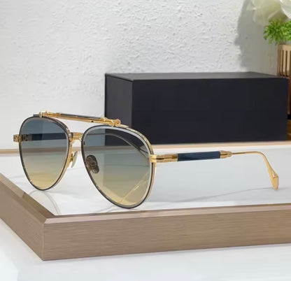 Z127 Germany Big Oval Sunglasses Gradient Uv400 Handmade Alloy High Quality Men and Women High Quality Eyeglasses with Case