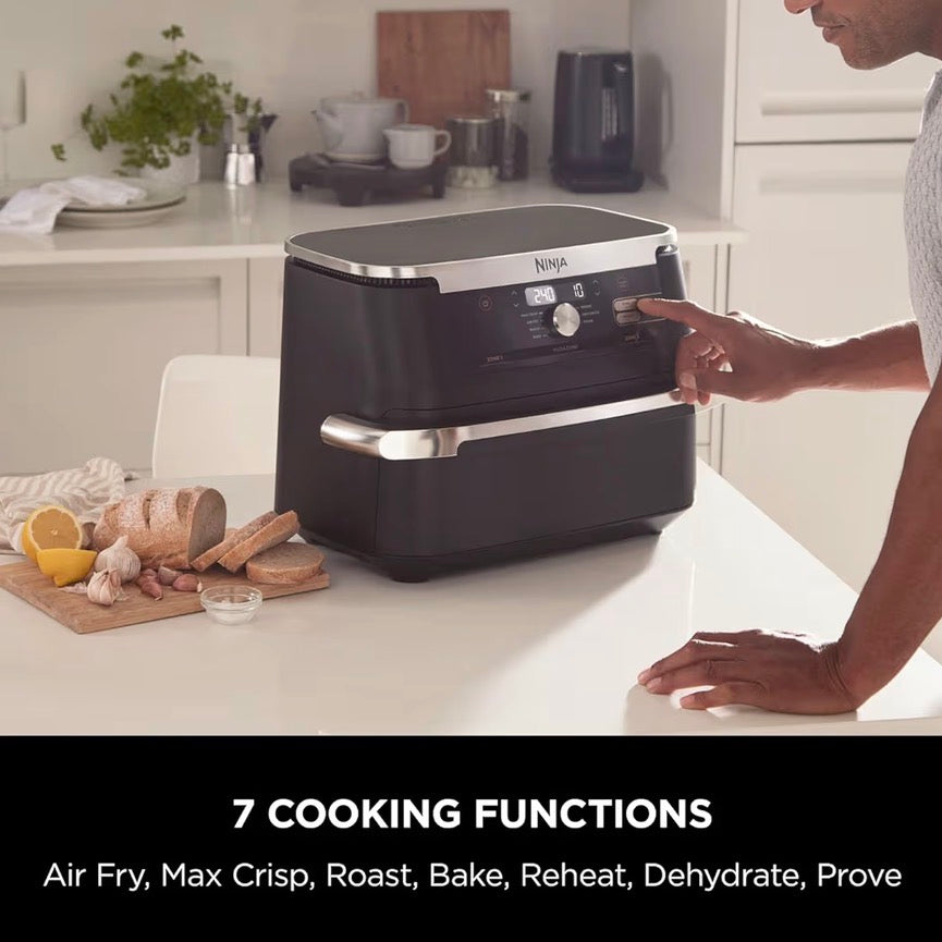 Foodi FlexDrawer Air Fryer, Dual Zone with Removable Divider, Large 10.4L Drawer, 7-in-1, Air-Fryer Uses No Oil, Air Fry, Roast, Bake, Max Crisp, Non-Stick Dishwasher Safe Parts, Black AF500UK
