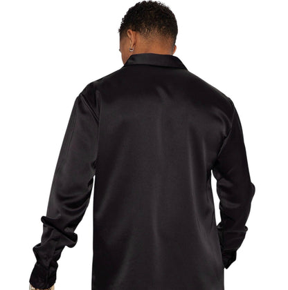 Links Satin Long Sleeve Button Up Shirt Black