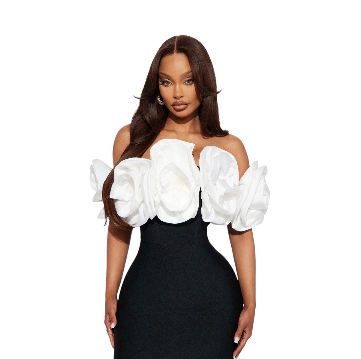 Rosetta Bandage Gown Black White