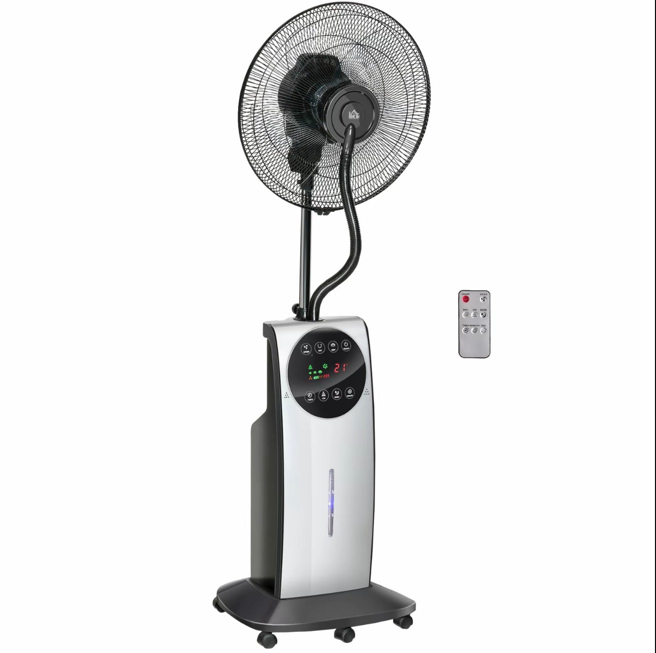HOMCOM Pedestal Fan with Water Mist Spray 3.1L Tank