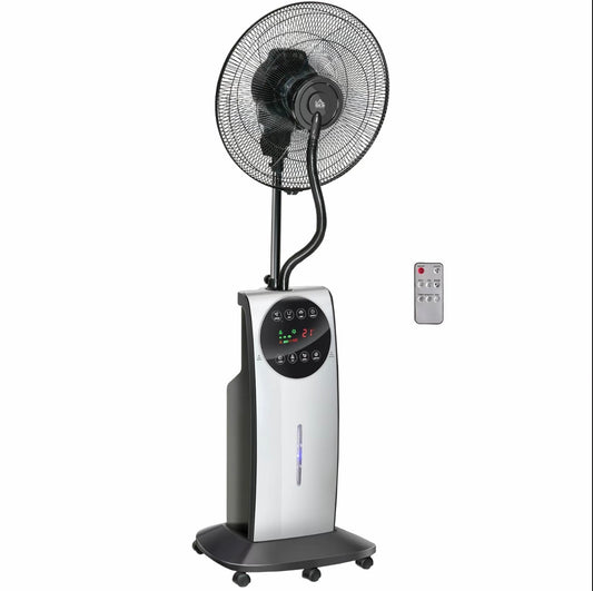 HOMCOM Pedestal Fan with Water Mist Spray 3.1L Tank
