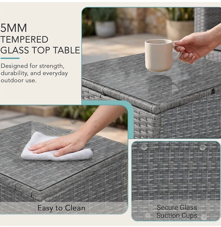 EVRE Malibu Rattan Garden Furniture Set with 3 Seater Sofa & Coffee Table