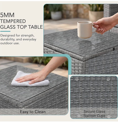 EVRE Malibu Rattan Garden Furniture Set with 3 Seater Sofa & Coffee Table
