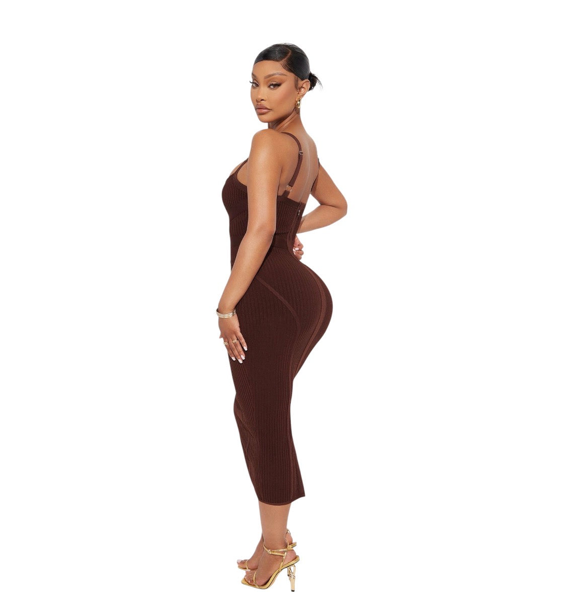 Misty Bandage Midi Dress Chocolate