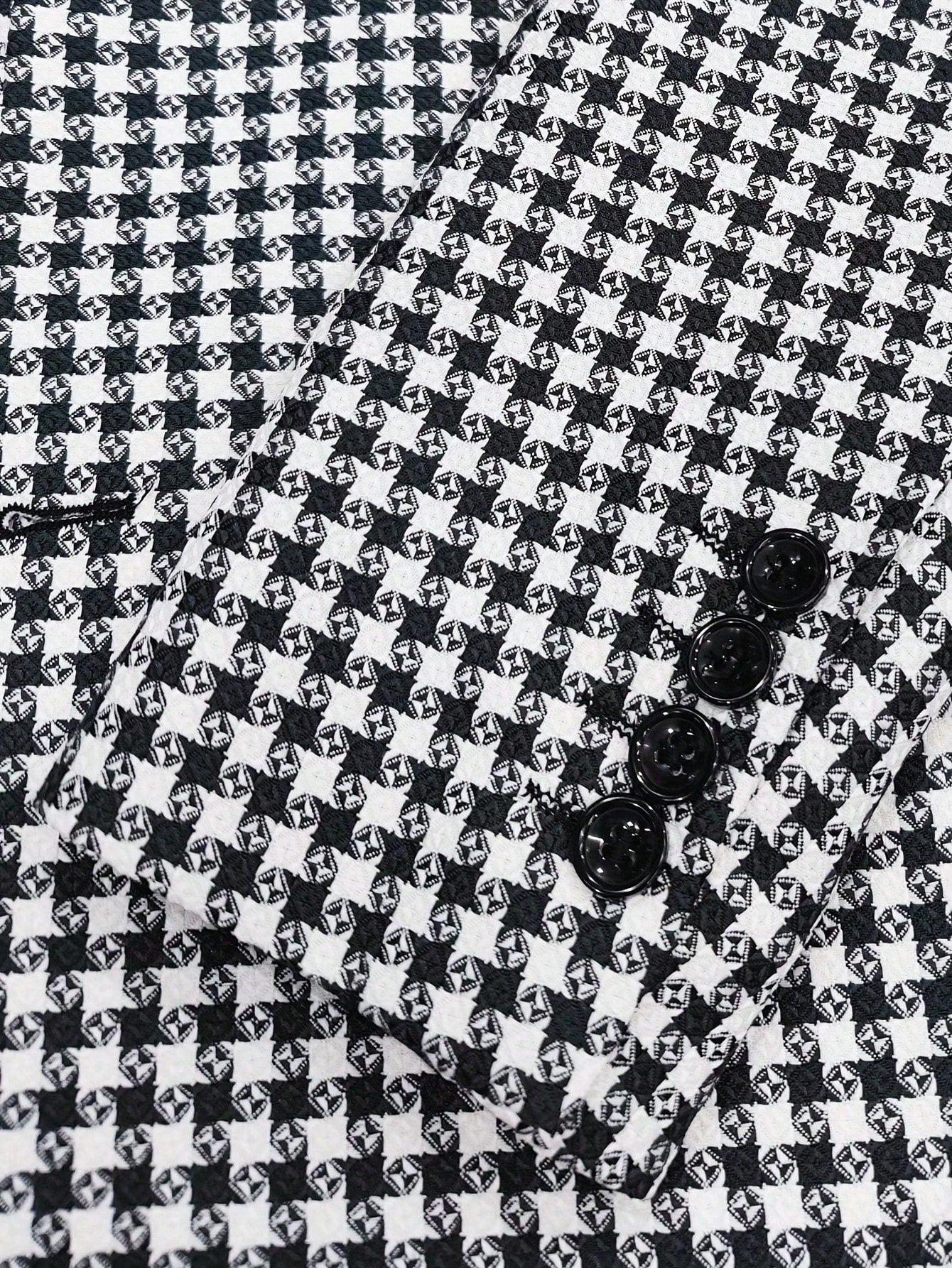 I Finelong Fashionable Casual Houndstooth Patterned Suit Jacket for Men, Suitable for Commuting and Going Out