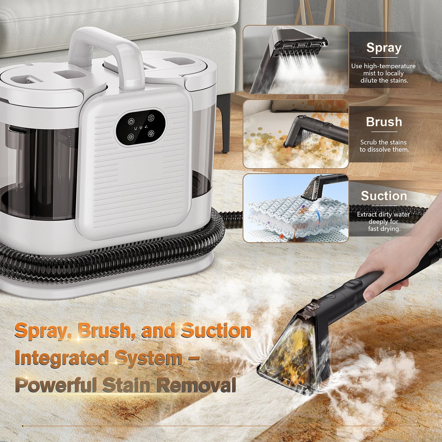 C988 Spot Cleaner 15Kpa 1650W Vacuum Steam Cleaner Spray Suction Integrated Handheld Cleaning Carpet Cleaner Machine