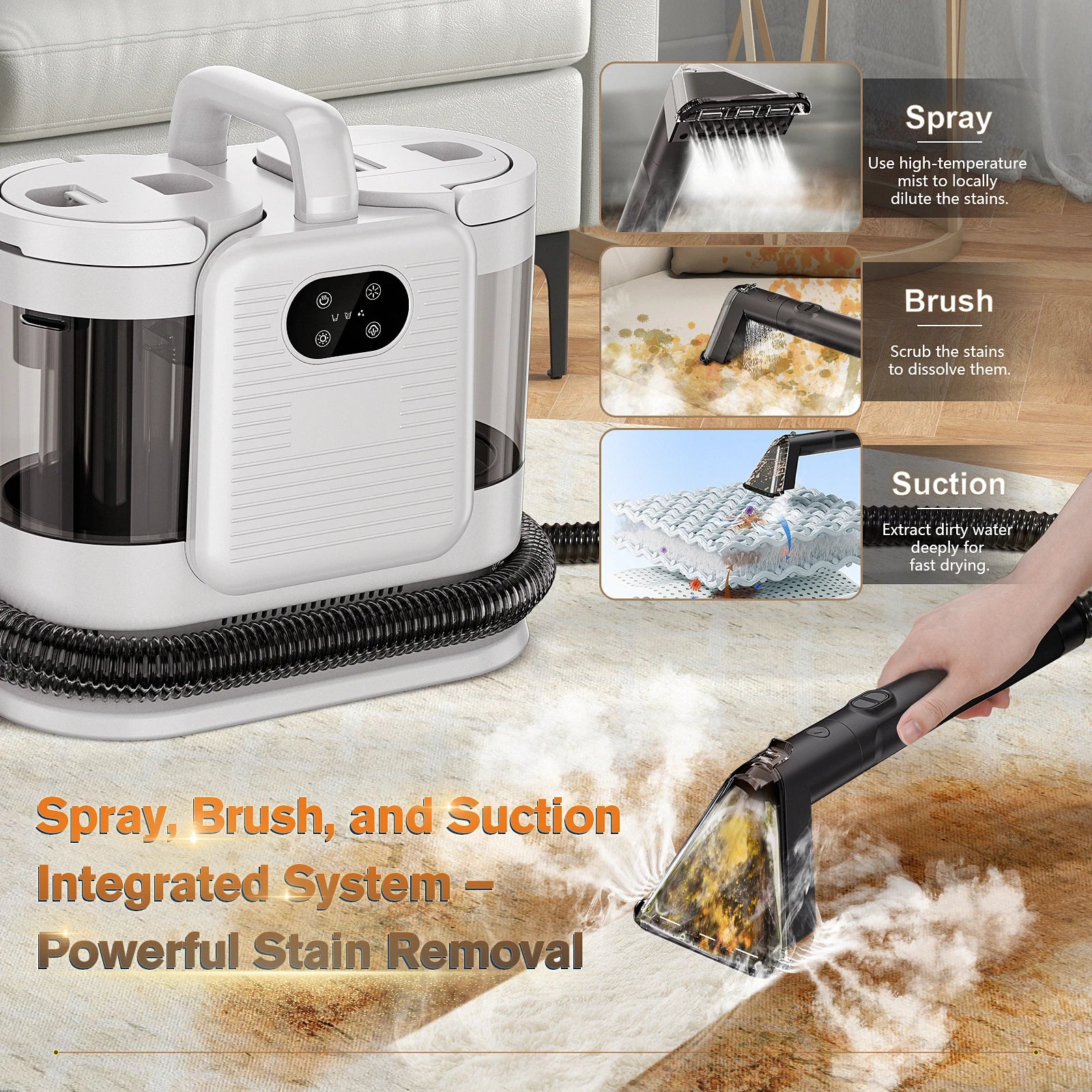 C988 Spot Cleaner 15Kpa 1650W Vacuum Steam Cleaner Spray Suction Integrated Handheld Cleaning Carpet Cleaner Machine