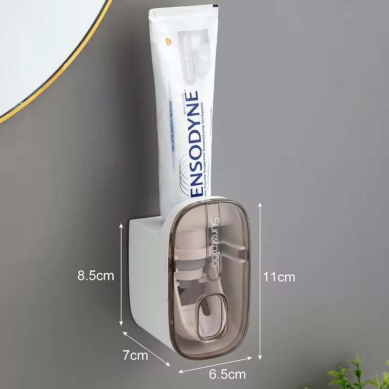 Automatic Wall-Mounted Toothpaste Dispenser & Toothbrush Holder - Elevate Your Bathroom Experience