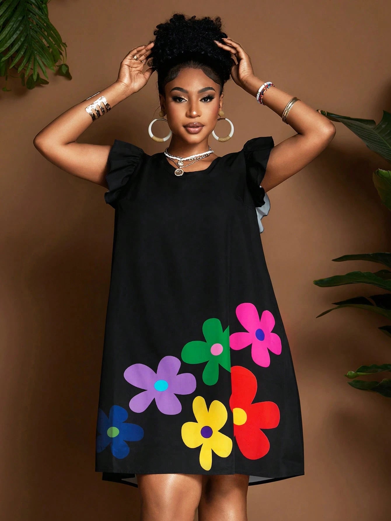 Maweii plus Size Women Summer round Neck Cap Sleeve Dress, Sun Dress
