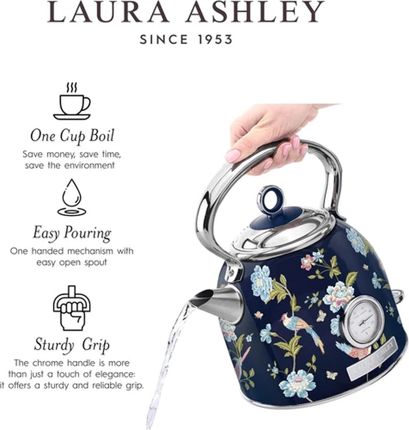 Laura Ashley 1.7L Electric Dome Kettle Stainless Steel Quiet Fast Boil Kettle