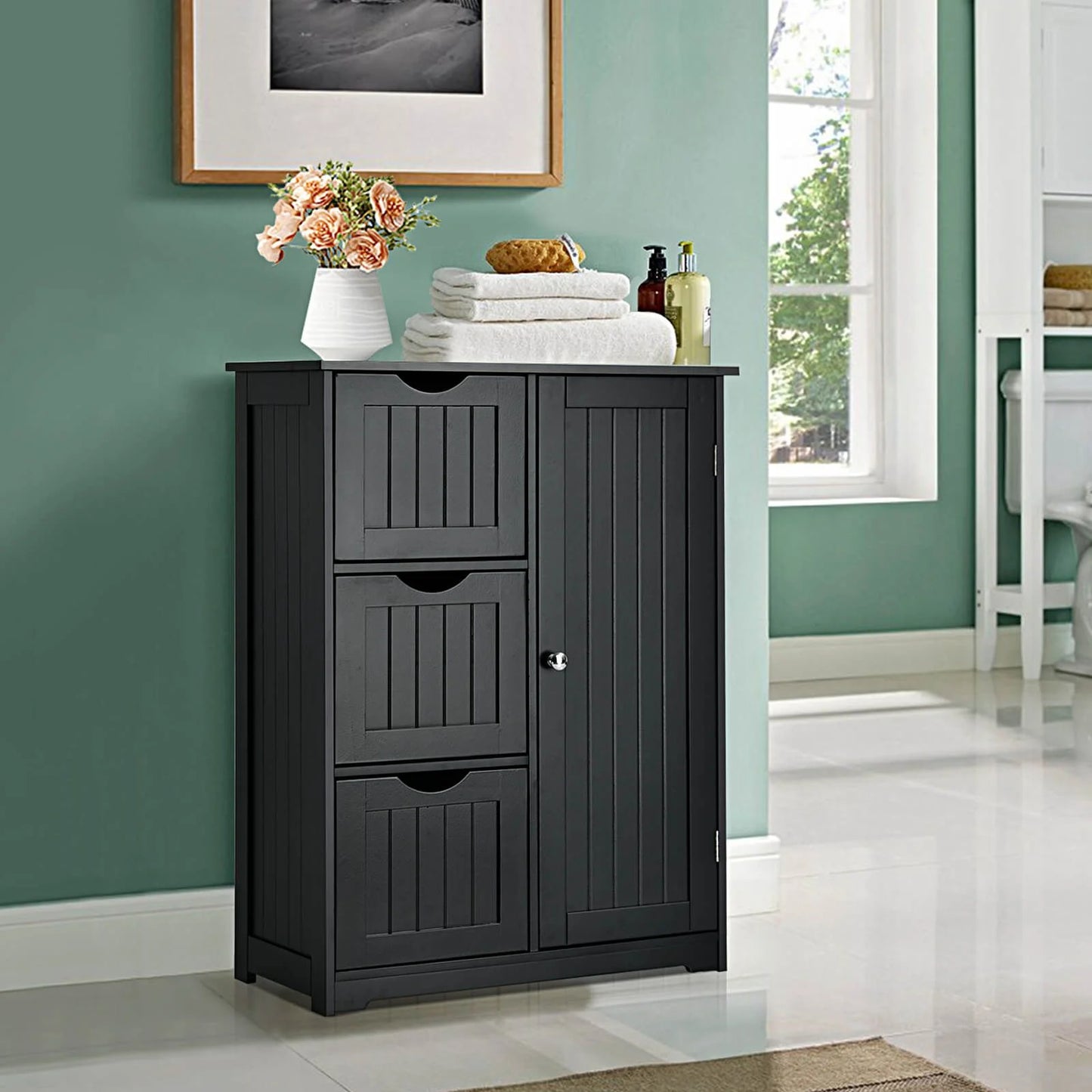 Freestanding Bathroom Cabinet with One Door and Three Drawers