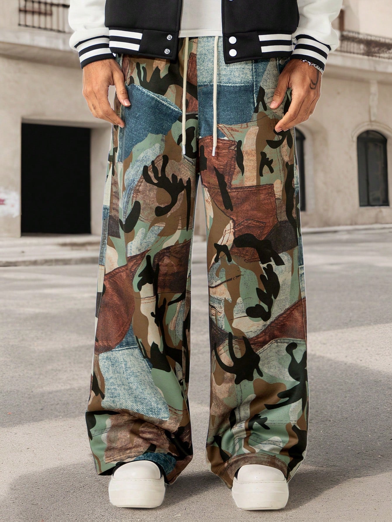 Manfinity EMRG Men'S Casual Camouflage Printed Drawstring Waist Pants