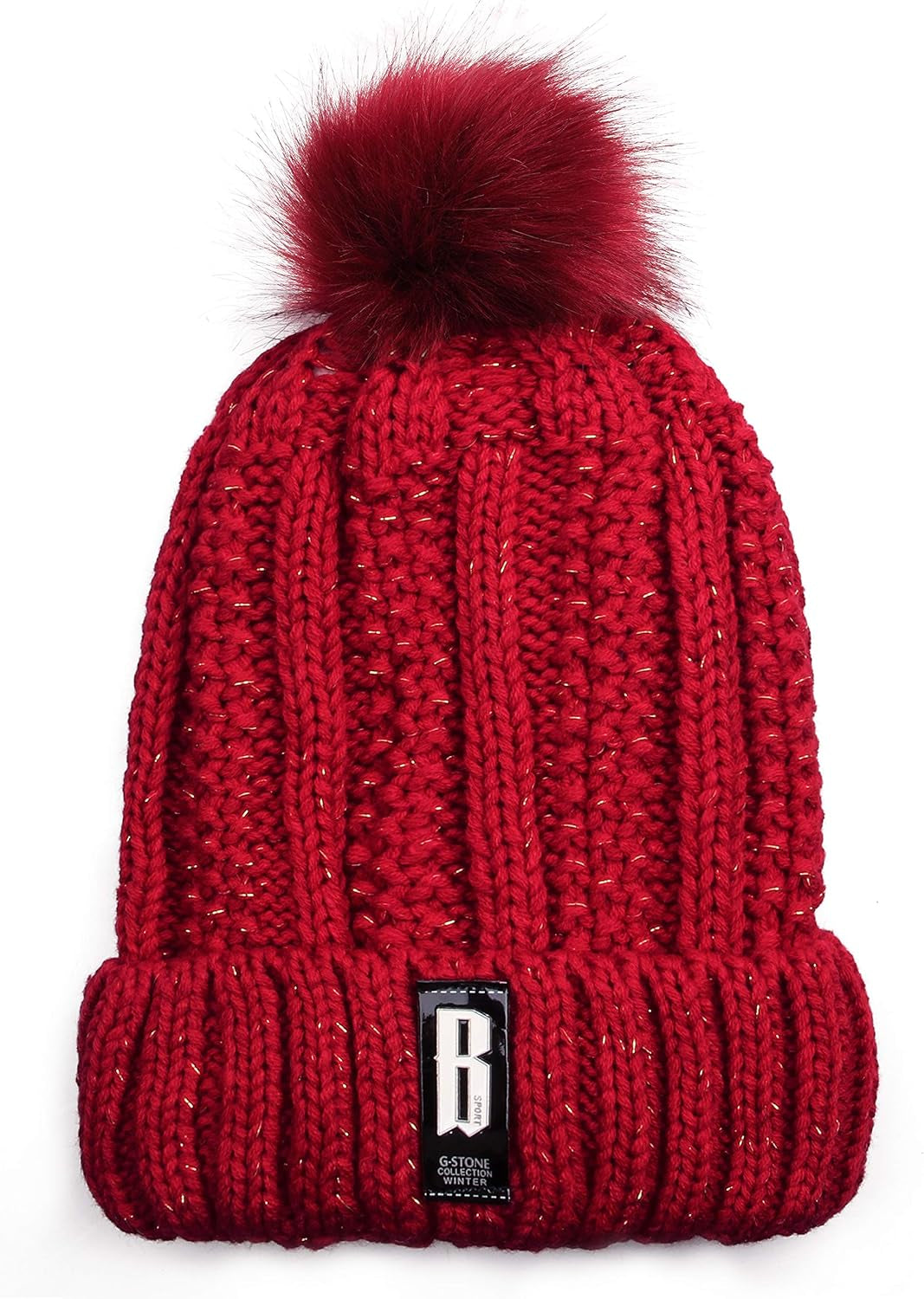Womens Knit Scarf Beanie Hat 2PCS Set Fleece Lined Pom Skull Cap Scarves Soft Warm Winter Gift Set