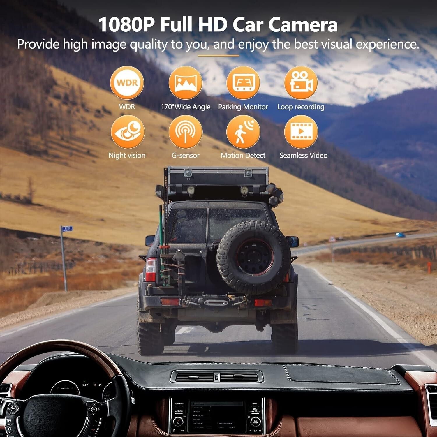 HD 1080P Front and Rear Car Dash Camera with Night Vision and 32GB SD Memory Card