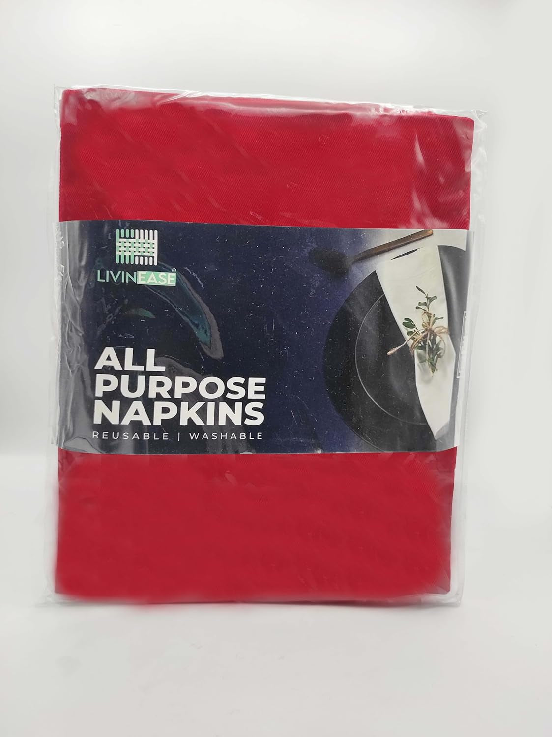 Cotton Cloth Napkins Set of 12-100% Cotton 46 X 46 Cm Reusable Christmas Red Dinner Napkins - Heavy Weight Hotel Quality Pure Cotton Fabric - Ideal for Xmas Dinner & Events (Red, Cotton)