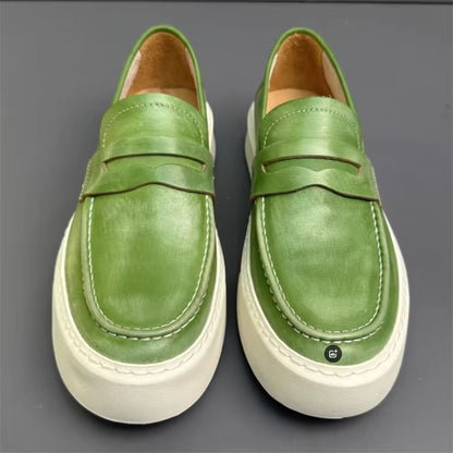 Genuine Leather Man Retro Loafers Fashion Men Board Casual Shoe