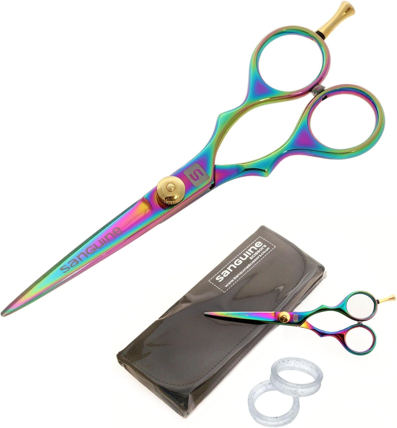 Professional Hair Cutting Scissors, Hairdressing Scissors, Ultra-Sharp Japanese Convex Blades, Titanium Coated - 5.5 Inch, Includes Case