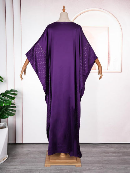 African Dresses for Women Fashion Beading Rhinestone Kaftan Maxi Dress