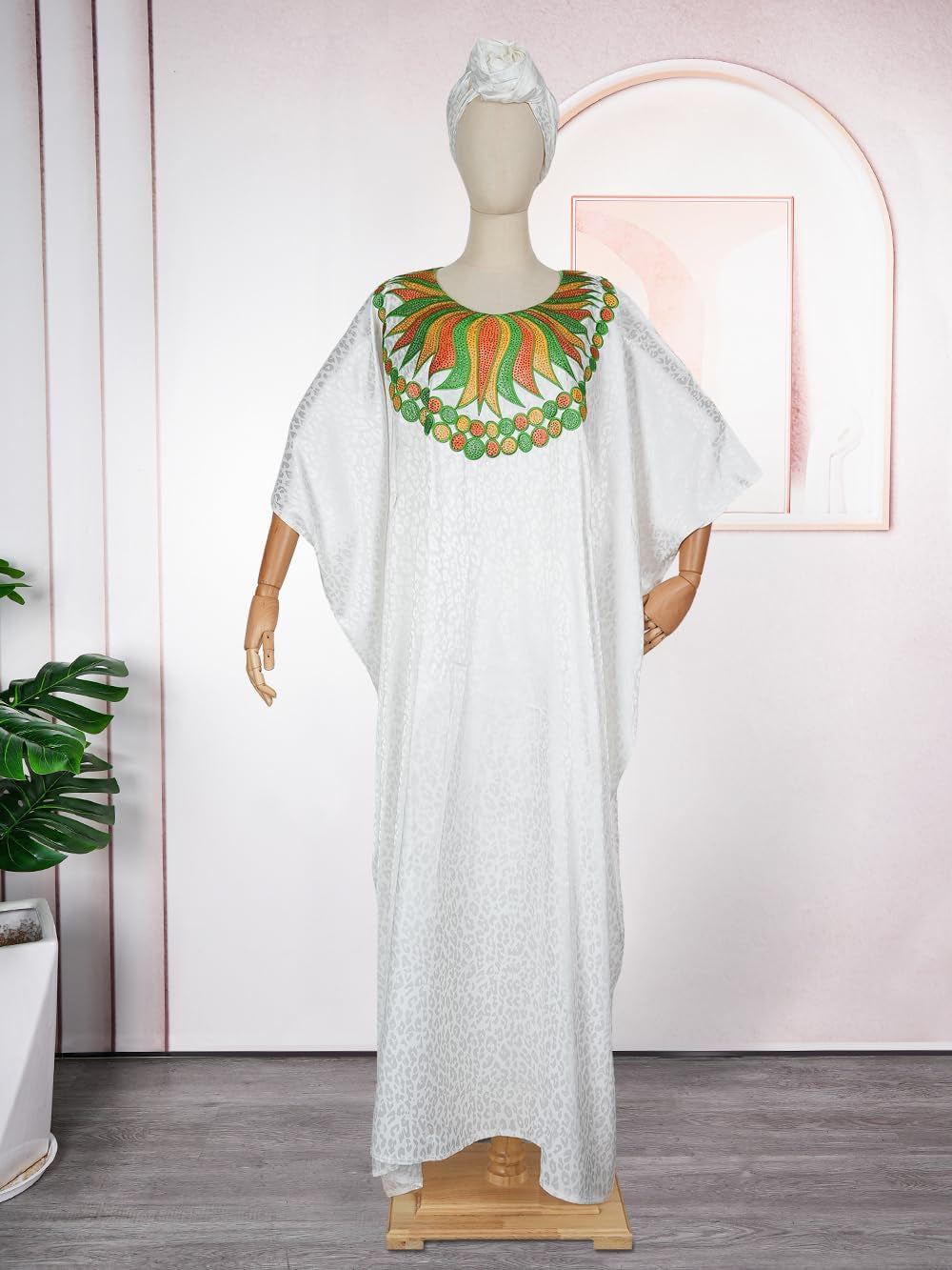 African Dresses for Women Fashion Beading Rhinestone Kaftan Maxi Dress