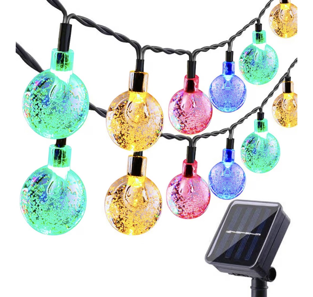 Solar Garden String Lights 100 LED Crystal Ball Fairy Lights 17m