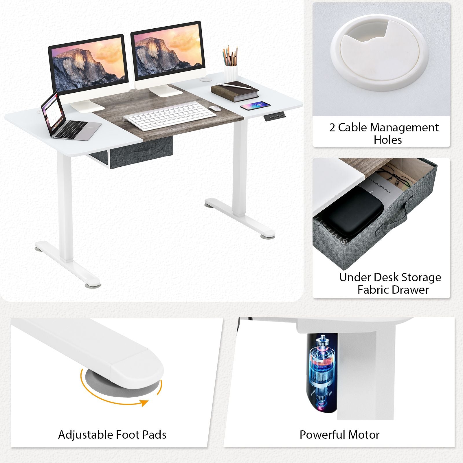 Electric Height-Adjustable Standing Desk with Integrated USB Charging: Enhance Your Workspace Comfort and Productivity