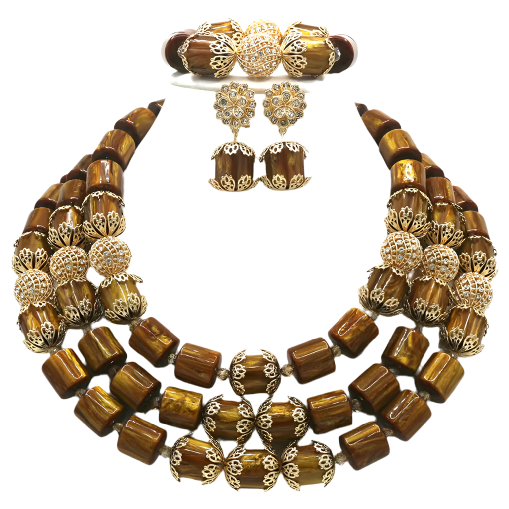 Exquisite African Coral Beads Wedding Jewelry Set | Necklace, Bracelet, and Earrings Collection