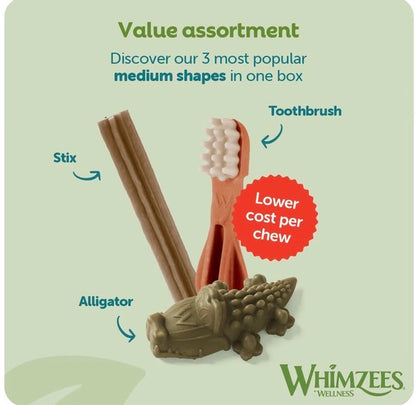 WHIMZEES Variety Box Dental Dog Chews Medium 28 Pack