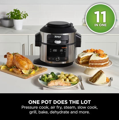 Foodi 11-in-1 SmartLid Multi-Cooker, 6L, Electric Pressure Cooker & Air Fryer, Layer Mains & Sides with Reversible Rack, Cooks 4 Portions, Dishwasher Safe Parts, Stainless Steel/Black OL550UK