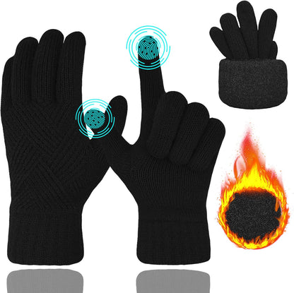 Winter Gloves for Women Knit Thermal Warm Fleece Lined Touch Screen Gloves for Outdoor Sports