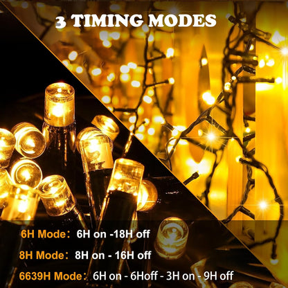 Fairy Lights Plug In,20M 200 LED Outdoor Fairy Light Mains Powered, Waterproof Warm White String Light with Remote/8 Modes/Timer, Christmas Lights for outside Indoor Garden Bedroom Decorations