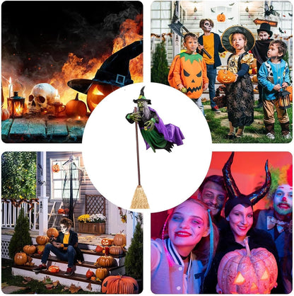 Halloween Animated Decorations Outdoor Scary Flying Hover Witch - 6Ft Flying Witch Decorations | Halloween Animated Props with Scary Sounds and Lights for Outdoor Garden Yard Halloween Decor
