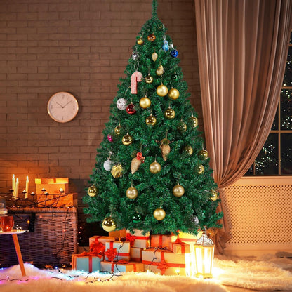6Ft Hinged Spruce Christmas Tree Holiday Decoration Artificial Unlit Xmas Tree with 1000 PVC Flexible Tips