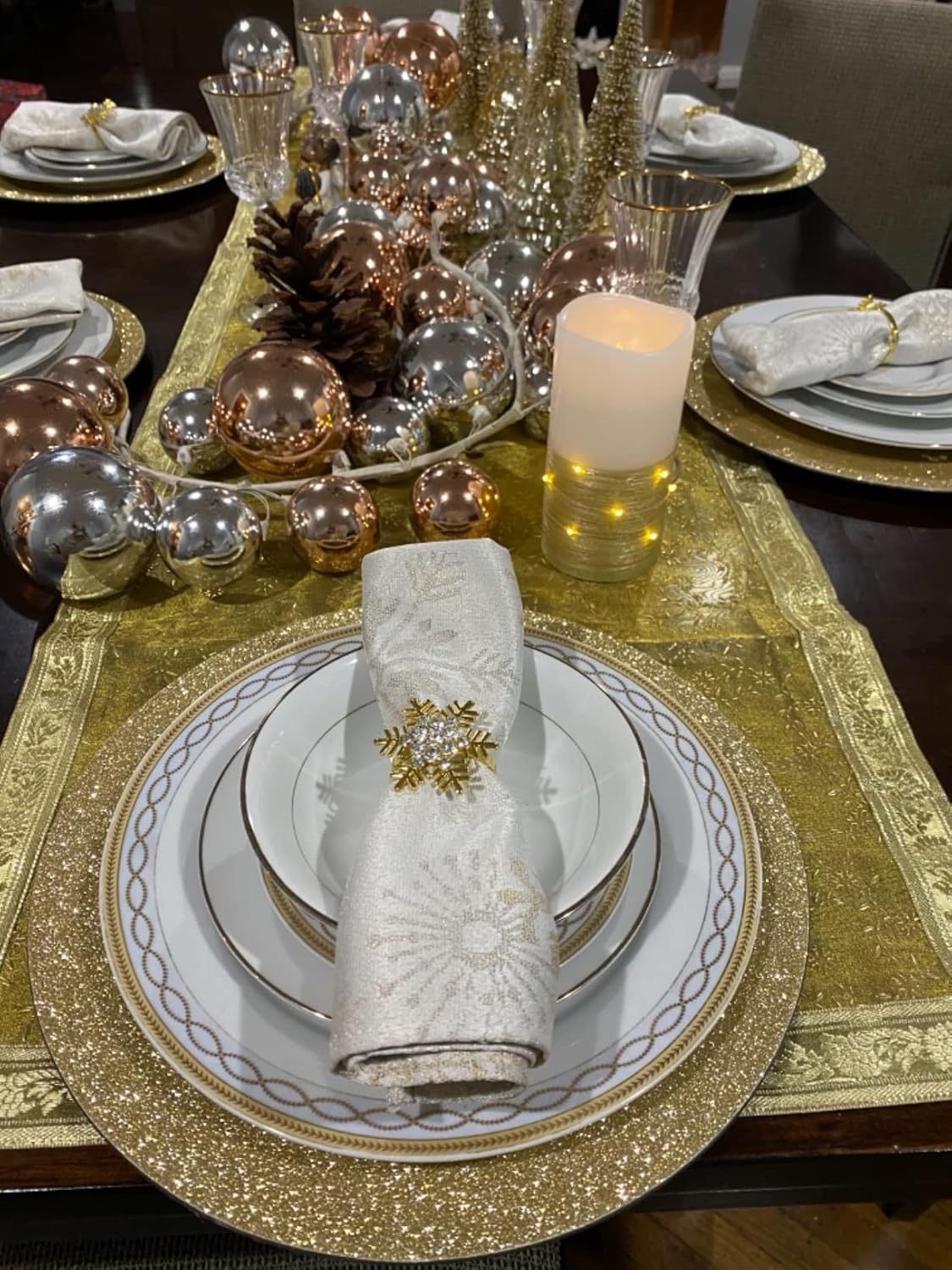 Gold Christmas Napkin Rings Set of 12,XMAS Napkin Rings Holder Christmas Napkin Buckle for Holiday Thanksgiving Party Dinner Table Decoration